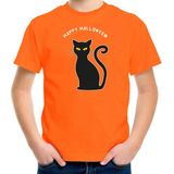 Bellatio Decorations - Halloween Verkleed T-shirt - Oranje - Kinderen - Zwarte Kat