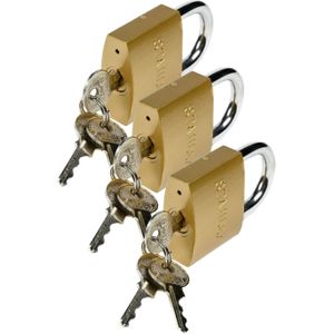 Stahlex Hangslot met 3 sleutels - 3x - 50 mm - messing - kofferslot