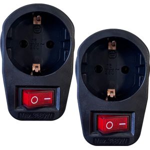 Benson Stopcontact Adapter - 2x - Zwart - met Randaarde en Schakelaar - Verdeelstekkers