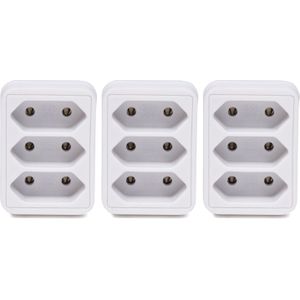 Benson Stopcontact Splitter - 3x - Triple - Wit - Voor 3 Platte Stekkers - Verdeelstekkers