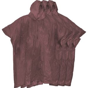 Benson Regenponcho met capuchon - 4x - bruin - herbruikbaar - PVC - duurzaam