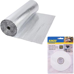 Kinzo Radiatorfolie met bevestiging tape - 250 x 45 cm - aluminium - energiebesparende isolatiefolie