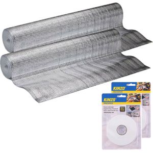 Radiatorfolie met bevestiging tape - 2x - 250 x 50 cm - aluminium - energiebesparende isolatiefolie