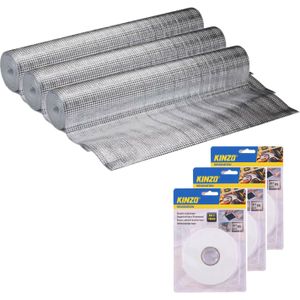 Radiatorfolie met bevestiging tape - 3x - 250 x 50 cm - aluminium - energiebesparende isolatiefolie