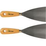 Betra Plamuurmes - 2x - werkbreedte 80 mm - conisch geslepen staal - houten greep