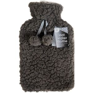 DID Warmwaterkruik - met zachte pluche hoes - donkergrijs - 2L - kruik