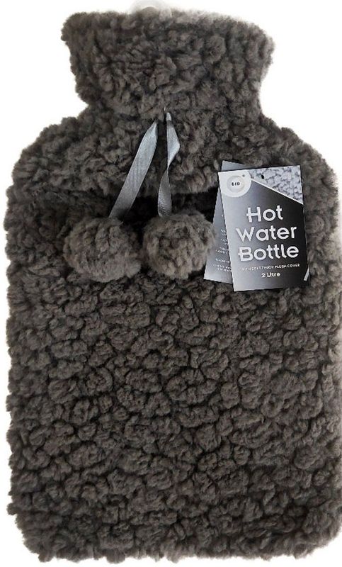 DID Warmwaterkruik - met zachte pluche hoes - donkergrijs - 2L - kruik