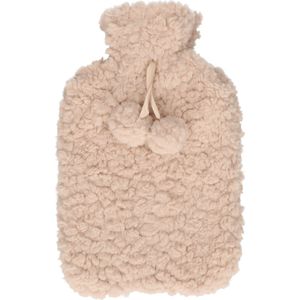 DID Warmwaterkruik - met zachte pluche hoes - beige - 2L - kruik