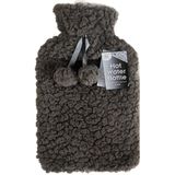 DID Warmwaterkruik - 2x - met zachte pluche hoes - donkergrijs - 2L - kruik