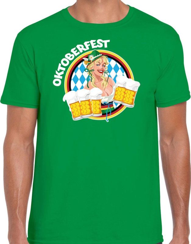 Bellatio Decorations Oktoberfest verkleed t-shirt heren - Duitsland duits bierfeest kleding - groen