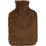 H&amp;S Collection Warmwaterkruik - 2x - met extra zachte hoes - chocolade bruin - 1,75L - kruik