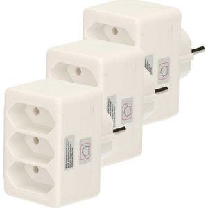 Humbert Stopcontact splitter - 3x - triple - wit - voor 3 platte stekkers - verdeelstekkers