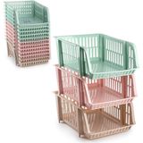Plasticforte Stapelbare opbergmand - Oud roze - 16L - kunststof - 38 x 28 x 15 cm