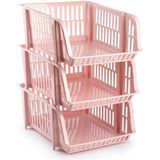 Plasticforte Stapelbare opbergmand - Oud roze - 16L - kunststof - 38 x 28 x 15 cm