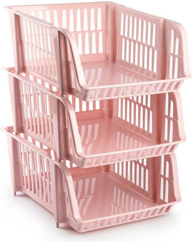 Plasticforte Stapelbare opbergmand - Oud roze - 16L - kunststof - 38 x 28 x 15 cm