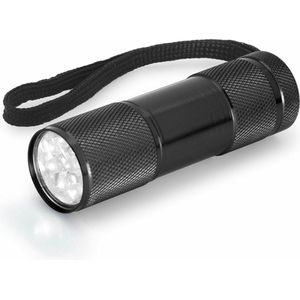 Compacte LED kinder zaklamp - aluminium - zwart - 9 cm - Uitdeelcadeau/leeslampje