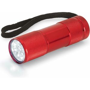 Compacte LED kinder zaklamp - aluminium - rood - 9 cm - Uitdeelcadeau/leeslampje
