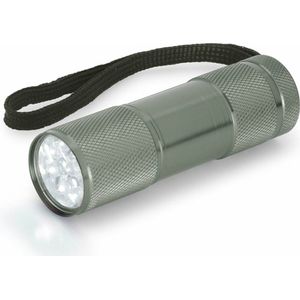 Compacte LED kinder zaklamp - aluminium - grijs - 9 cm - Uitdeelcadeau/leeslampje