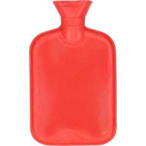 DID Warmwaterkruik - met rubberen hoes - rood - 2L - kruiken voor warme voeten/lichaam