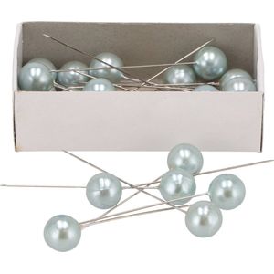 DK Design Spelden met parel kop/kopspelden/naaispelden - 8 cm - lichtgroen - 25x stuks - sierspelden
