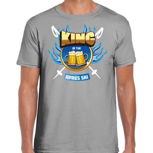 Bellatio Decorations - Wintersport Verkleed T-shirt - Grijs - King of the Apres Ski