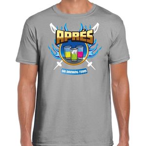 Bellatio Decorations wintersport verkleed t-shirt heren - apres ski drinking team - grijs - winter
