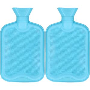 Warmwaterkruik - 2x - met rubberen hoes - blauw - 2L - kruik - Kruiken