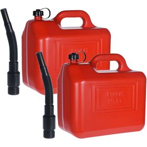 Jerrycan - 20 Liter - Rood - Kunststof - Met Lange Schenktuit