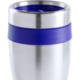 Warmhoudbeker/thermos isoleer koffiebeker/mok - 2x - RVS - zilver/blauw - 450 ml - Reisbeker