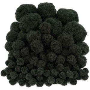Pompons - 200x - zwart - 10-45 mm - hobby/knutsel materialen