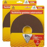 Deltafix Tochtstrip - 2x - Tochtwering - Bruin - Zelfklevend - Universeel - 12 M X 9 Mm X 4 Mm