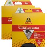 Deltafix Tochtstrip - 2x - Tochtwering - Zwart - Zelfklevend - E-profiel - 6 M X 9 Mm X 4 Mm