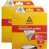 Deltafix Tochtstrip - 2x - tochtwering - wit - zelfklevend - E-profiel - 6 m x 9 mm x 4 mm