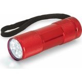 Compacte LED kinder zaklamp - 2x - aluminium - rood - 9 cm - Uitdeelcadeau/leeslampje