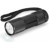 Compacte LED kinder zaklamp - 2x - aluminium - zwart - 9 cm - Uitdeelcadeau/leeslampje