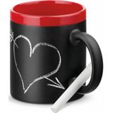 Luxe krijt koffiemok/beker - 4x - rood/zwart - keramiek - met krijt te beschrijven - 350 ml - Eigen  - Bekers