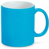 Luxe krijt koffiemok/beker - 4x - blauw - keramiek - met krijt te beschrijven - 350 ml - Eigen naam - Bekers