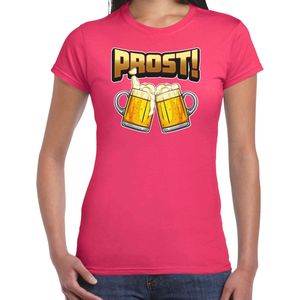 Bellatio Decorations Apres ski t-shirt dames - bier - roze - apres ski oktoberfest