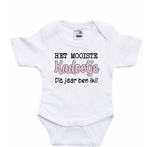 Bellatio Decorations - Rompertje - Wit/Roze - 100% Katoen - Kadootje