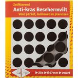 Deltafix Anti-krasvilt - 40x - zwart - 17 mm - rond - zelfklevend - meubel beschermvilt