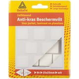 Deltafix Anti-krasvilt - 16x - wit - 25 x 25 mm - vierkant - zelfklevend - meubel beschermvilt