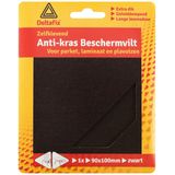 Deltafix Anti-krasvilt - 3x knipvel - zwart - 90 x 100 mm - rechthoek - zelfklevend - meubel beschermvilt
