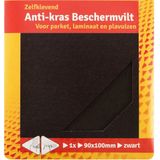 Deltafix Anti-krasvilt - 3x knipvel - zwart - 90 x 100 mm - rechthoek - zelfklevend - meubel beschermvilt