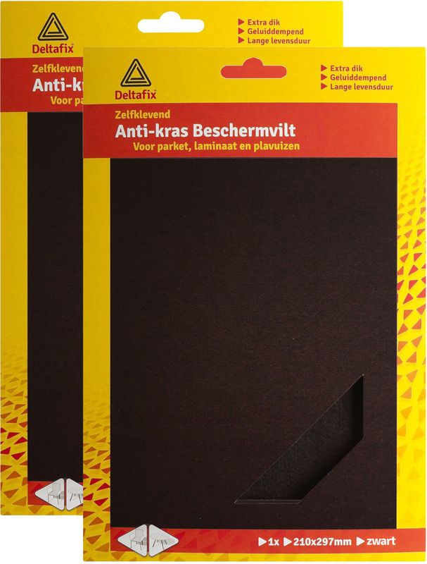 Deltafix Anti-krasvilt - 2x A4 knipvel - zwart - 210 x 297 mm - rechthoek - zelfklevend - beschermvilt