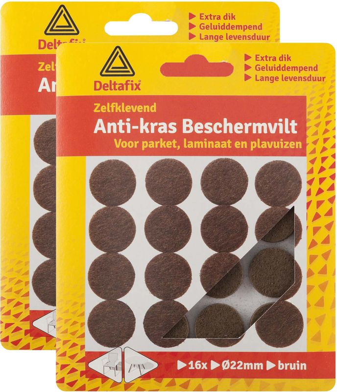 Deltafix - Anti-krasvilt - Bruin - 32x - 22 mm - Rond - Zelfklevend