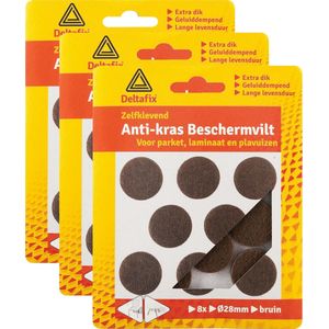 Deltafix Anti-krasvilt - 24x - bruin - 28 mm - rond - zelfklevend - meubel beschermvilt