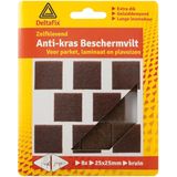 Deltafix Anti-krasvilt - 24x - bruin - 25 x 25 mm - vierkant - zelfklevend - meubel beschermvilt