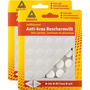 Deltafix Anti-krasvilt - 40x - wit - 17 mm - rond - zelfklevend - meubel beschermvilt