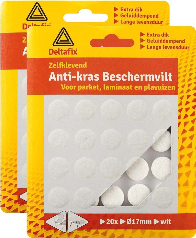 Deltafix Anti-krasvilt - 40x - wit - 17 mm - rond - zelfklevend - meubel beschermvilt