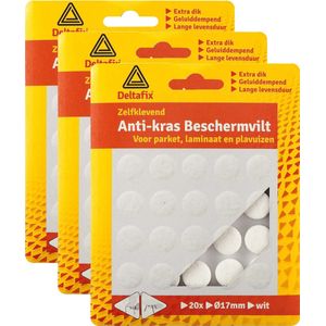 Deltafix Anti-krasvilt - 60x - wit - 17 mm - rond - zelfklevend - meubel beschermvilt